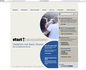 start bausparen: Screenshot von www.start-bausparkasse.at am 22.7.2015